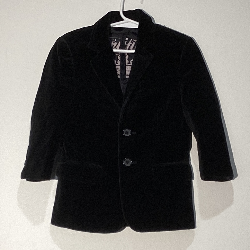 Juicy Couture Boys Black Velour Pea Coat